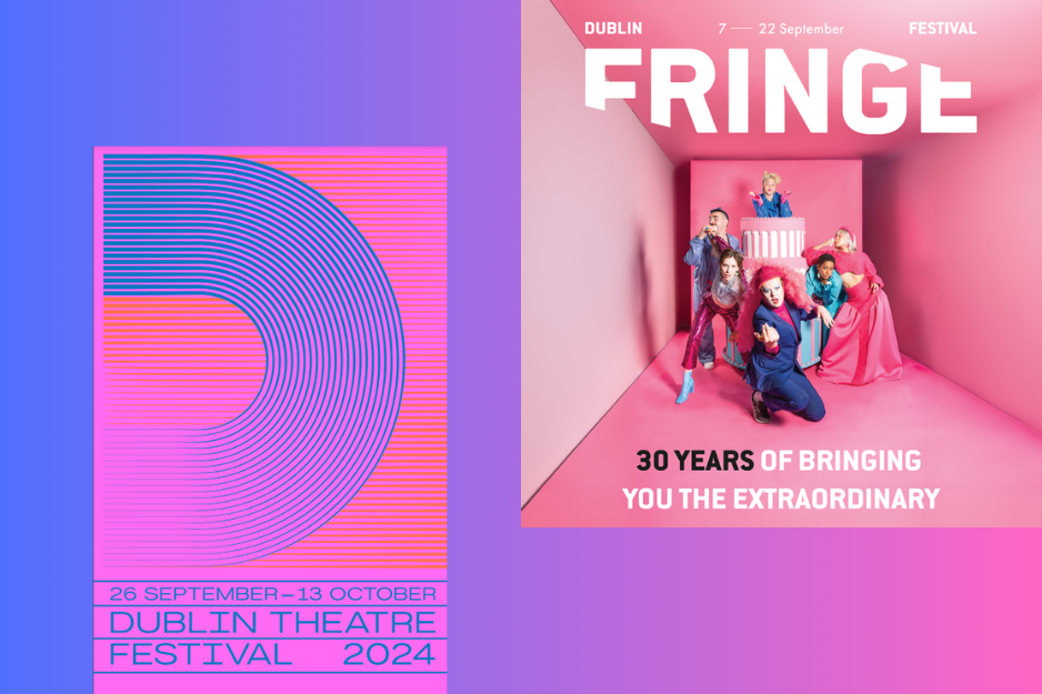 Programme covers for Dublin Theatre Festival and Dublin Fringe Festival 2024